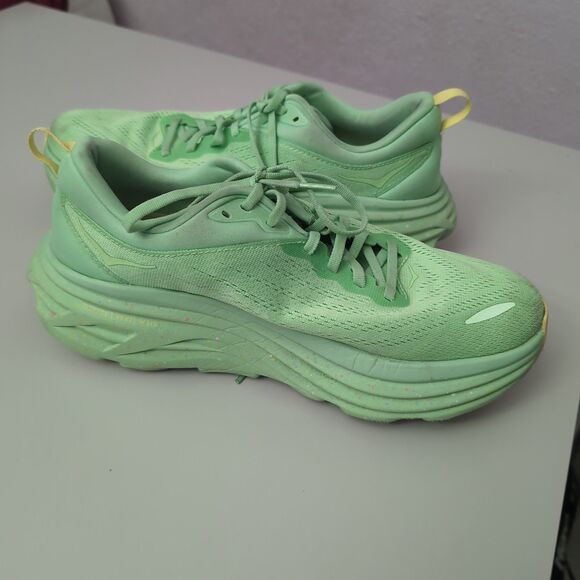 Hoka Bondi 8 Shoes Mens Size 9.5 D Lime Glow Sneakers Hoka One One